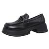 British style platform small leather shoes women's shoes spring and autumn fashion versatile height increase single shoes black one-pedal thick heel
