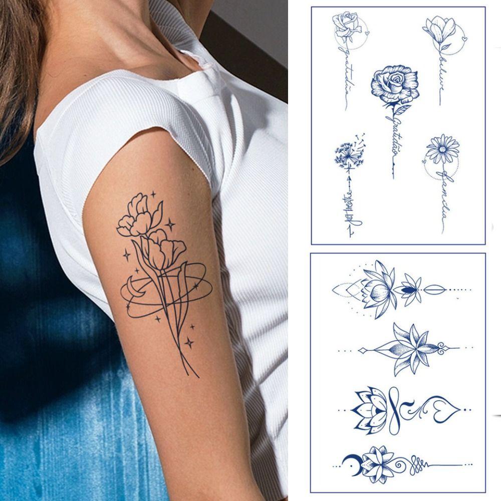 8PCS Waterproof Stripe Tattoo Stickers Lasts for 2 weeks Flower Tattoo Stickers  Gifts