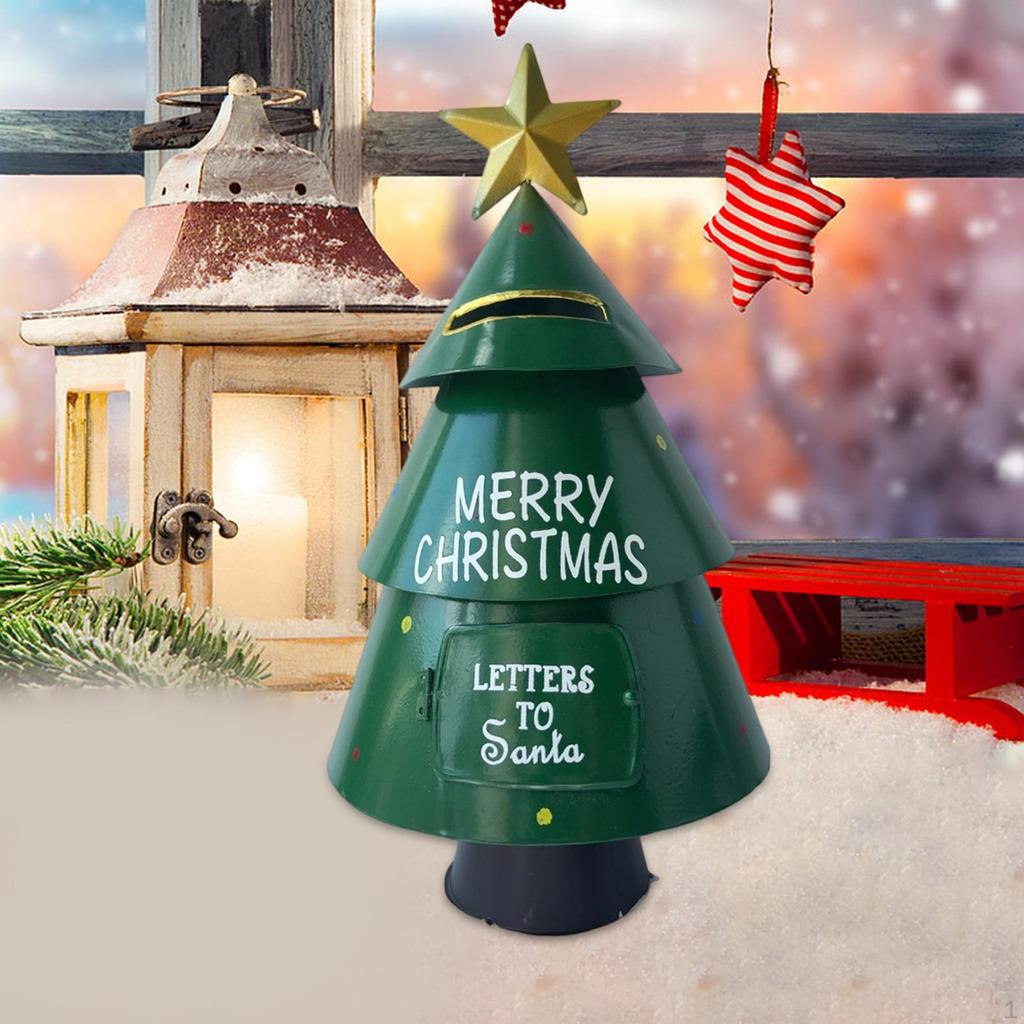 Christmas Tree Statue Mailbox 35cm Height Home Decoration Mail Box Post for Porch Garden Yard