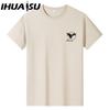 IHUASU Camiseta de manga curta de algodão masculina, camisa solta de meia manga estampada, camisa compassiva