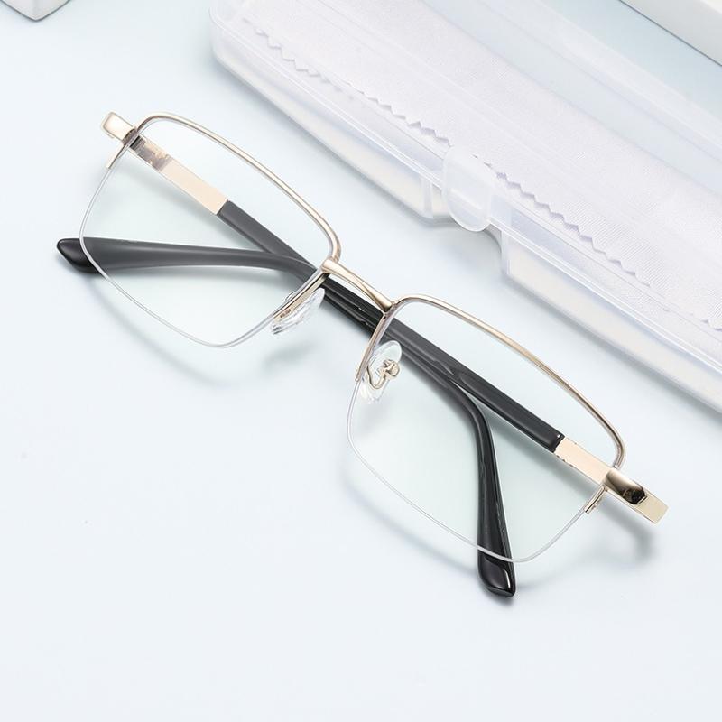 Men'S Fashion High-Definition Anti-Blue Light Presbyopia Glasses Neutral Fashion Business Half Frame Glasses For Farsightedness