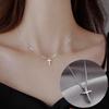 Korean Style Sterling Silver Cross Necklace for Women - Simple, Minimalist, High-End Pendant Collarbones Chain