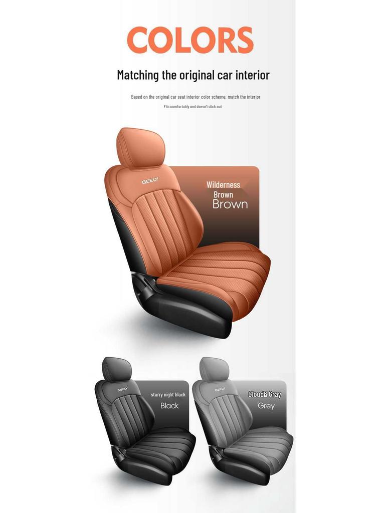 Perforated Leather Car Seat Covers for Geely Emgrand 5th Gen, All-Season, Vehicle-Specific, Full Coverage Seat Covers