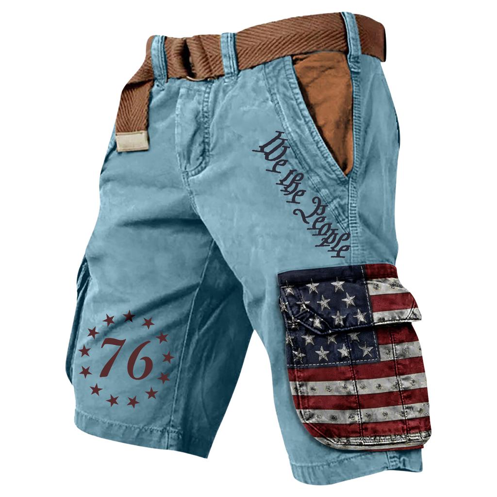 Men's Summer Printed Outdoor Shorts Men's Loose Multi-Pocket Shorts