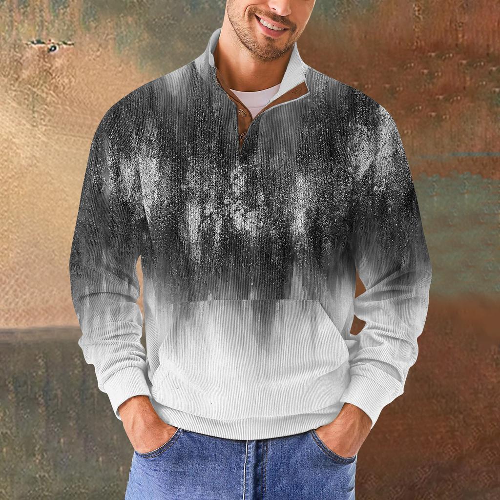 Felpa con stampa sfumata retrò casual da uomo