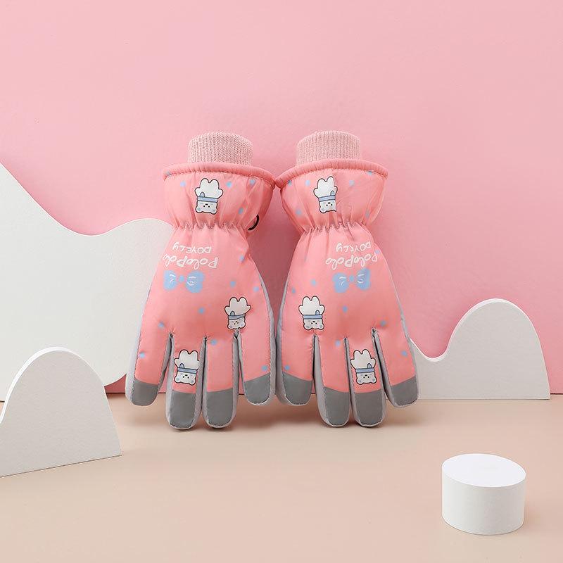 Children's Warm Gloves for Winter Plus Velvet Thickened Ski Gloves for Students Cycling Waterproof and Cold Resistant Gloves for Boys and Girls