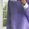 Women Sweater Round Neck Long Sleeve Loose Fit Knitting Tops Breathable Loose Hem Solid Color Knitwear
