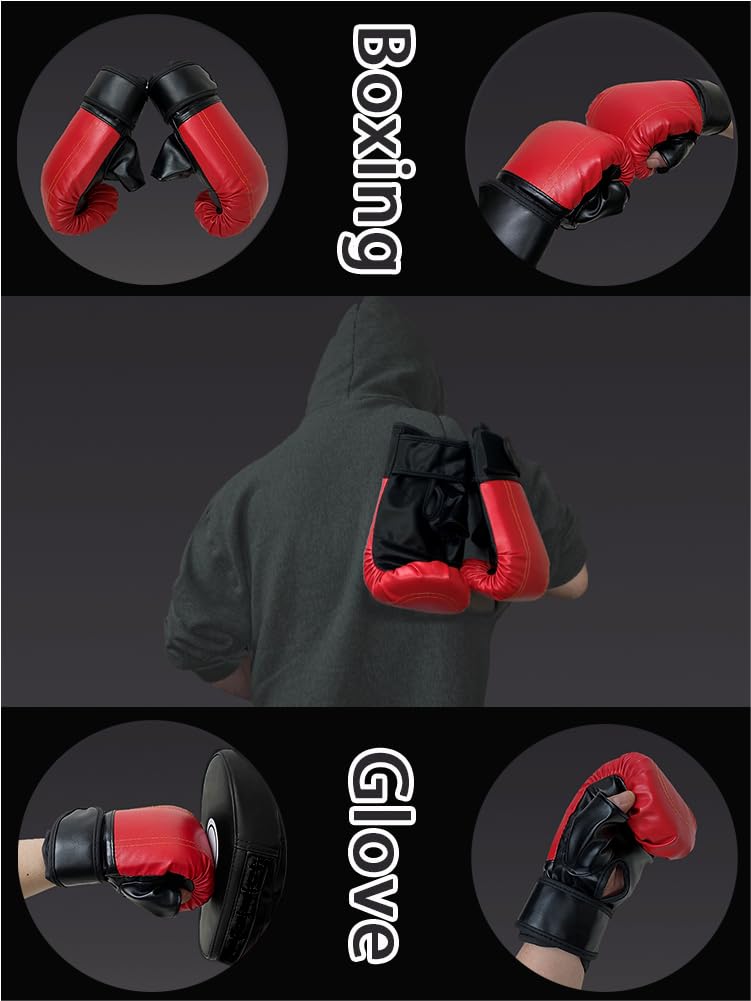 Punching Boxing Boxing Pair Set Gloves Black Mitts, Gloves, Karate, Gloves, Mitts, (Red + Mitts)