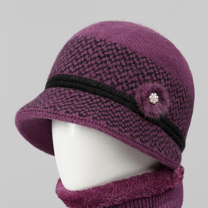 Hat Women'S Season Ear Protection Warm Mom Hat Fleece Thick Ear Protection Grandma Grandma Elderly Cotton Hat