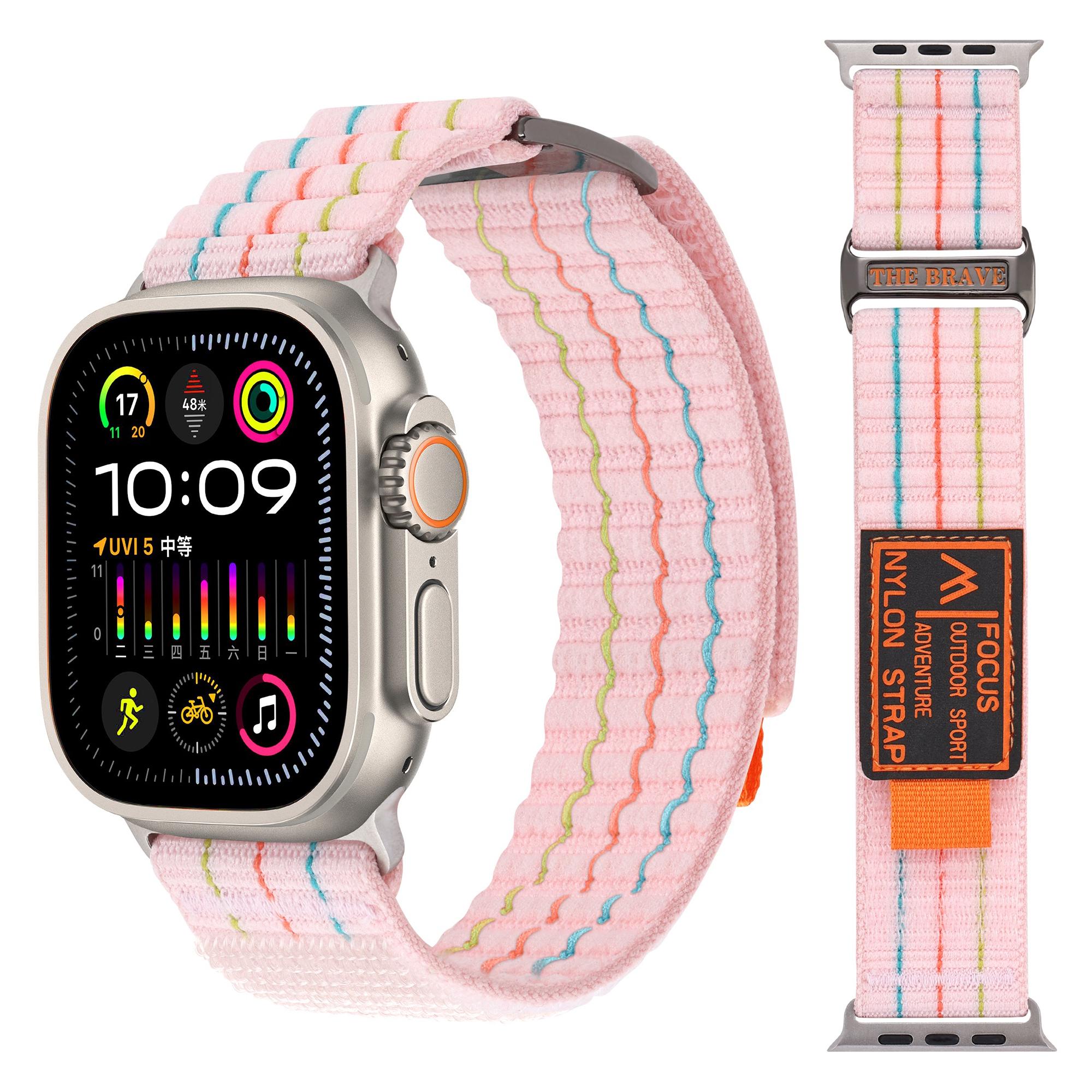 

нейлоновый ремешок для ремешка iwatch 49мм 44мм 40мм 45мм 41мм 42мм 38мм 40 44 45 мм браслет iWatch Ultra series 7 6 5 3 se 8 38/40/41mm розовый