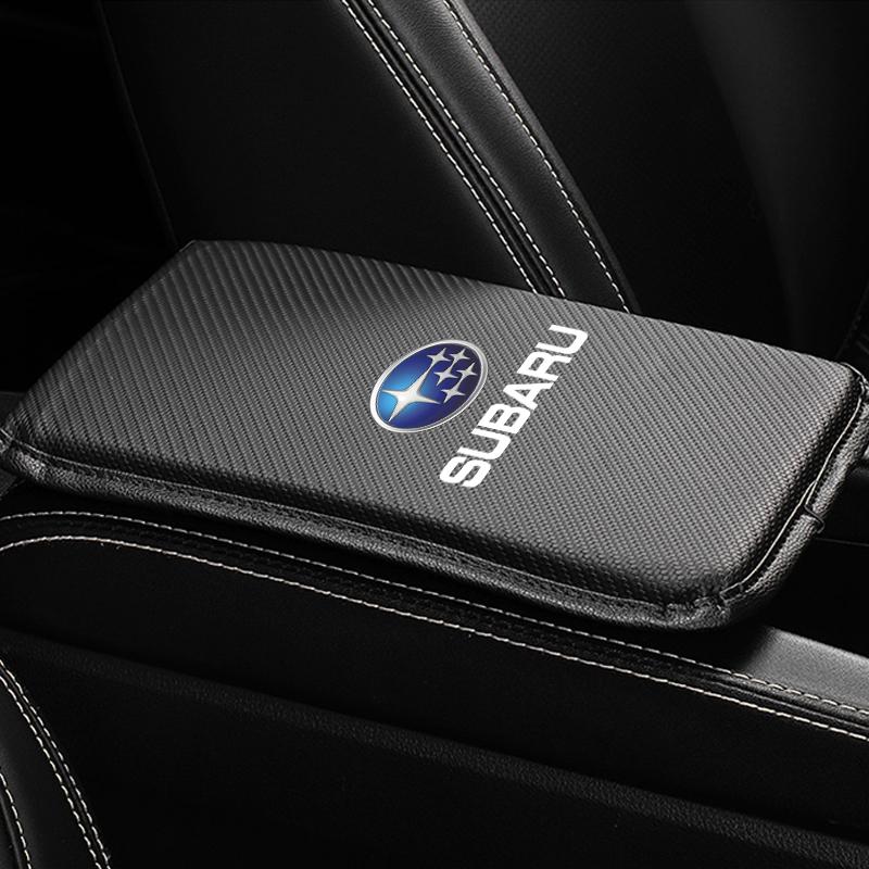 Carbon Fiber Leather Car Console Box Pad Car Armrest Cushion Cover For Subaru LEGACY Forester Outback Rally WRX WRC XV Impreza