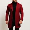 2024 Men's Solid Color Single-Breasted Wool Trench Coat