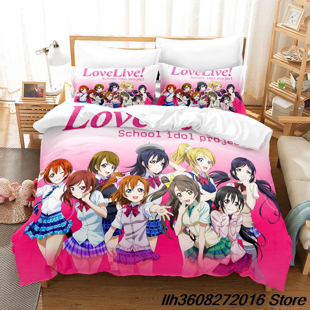 New New Kawai Love Live! Beding Set Carton Anime thre-piece set Adult People Kid Bedrom with Soft Fabric Duvetcover Sets Kawai colcha de verano c