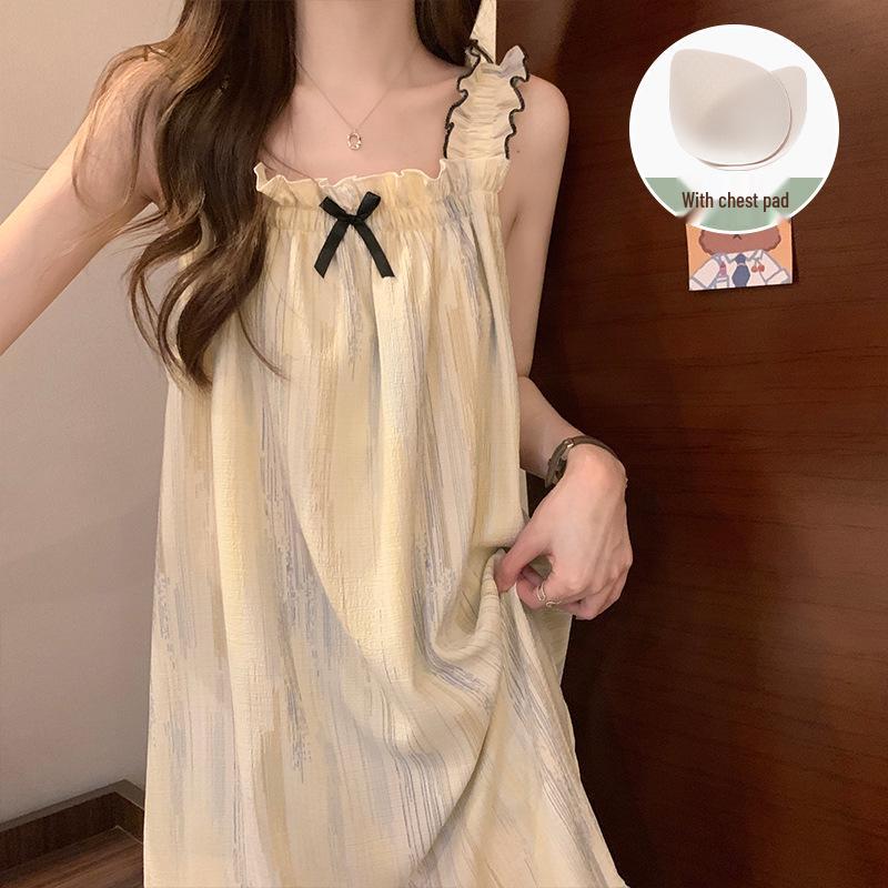 Süßes Mädchenhaftes Prinzessinnen-Nachthemd mit Brustpolstern - Lockerer Umstandssommerpyjama