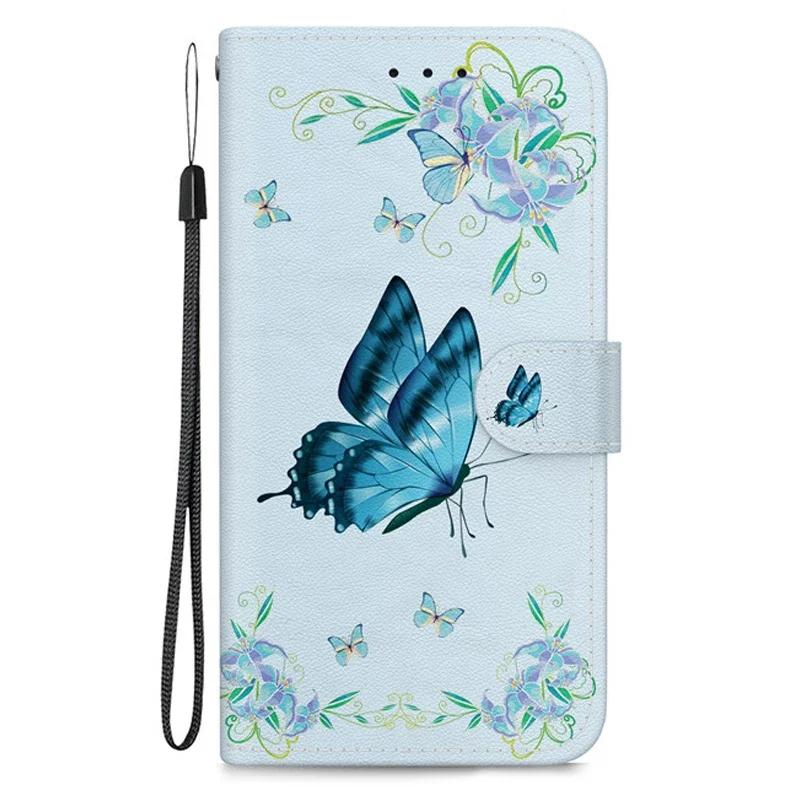 Hülle für Samsung Galaxy A15 A05s A05 A25 A24 A14 4G A34 A54 5G A155 A156 A256 Leder Klappständer Handyhülle Süße Blume Capa