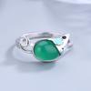 S925 Sterling Silver Zodiac Rat Chalcedony Open Ring Zodiac Year Ring Korean Jewelry