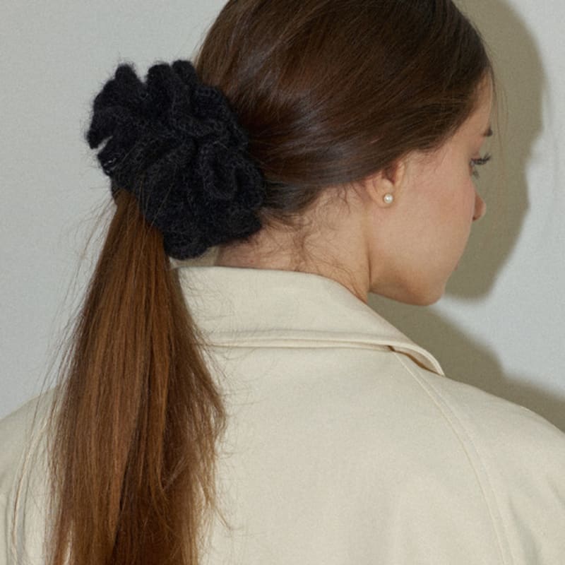 LångsamtLångsamt Kamelia Handgjord Virkad Mohairstickad Stor Hårscrunchie _ 4 Färger