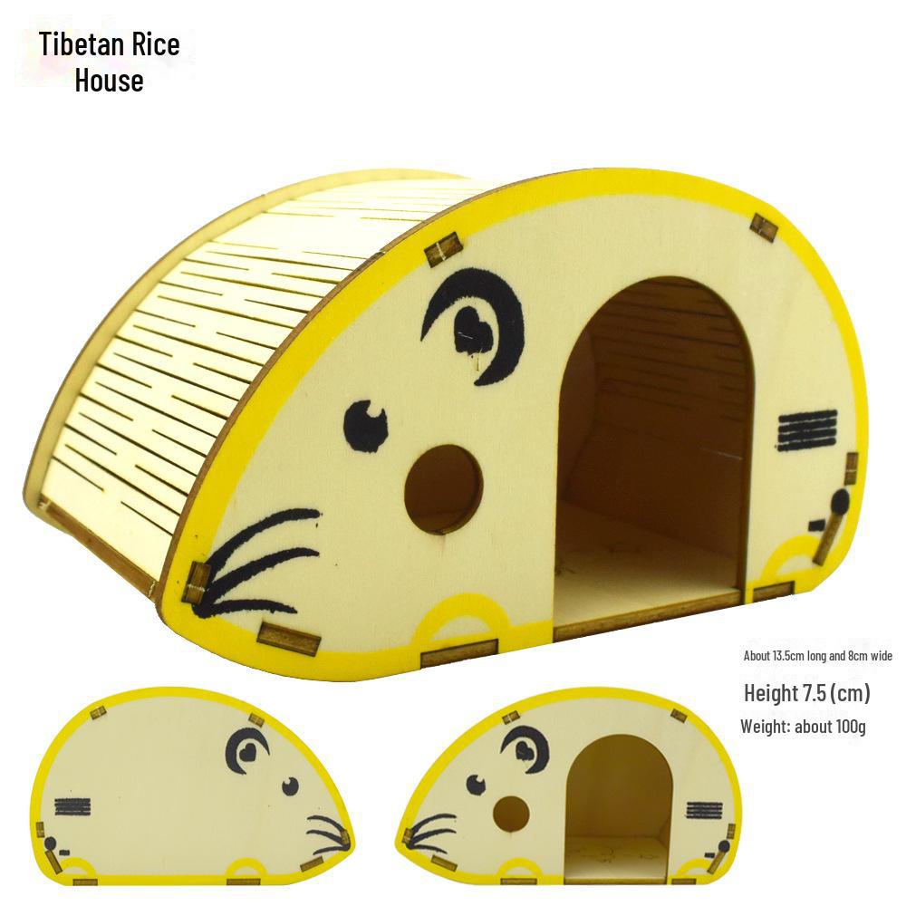Solid Wood Hamster Climbing Frame Car House with Stairs and Platform Nest Fence for All Seasons.
