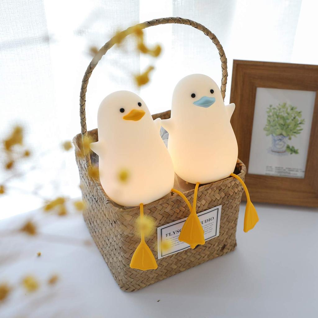FULLOSUN Duck LED Night Light, Bedside Lamp, Nursing Light, Timer Setting, Cute Dimmable, PuniPuni Table Lamp, Night Light, Gift for Bedside, USB