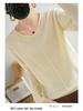 Baumwollpullover im koreanischen Stil mit gerolltem Saum und Rundhalsausschnitt für Damen, langärmlig und locker geschnitten