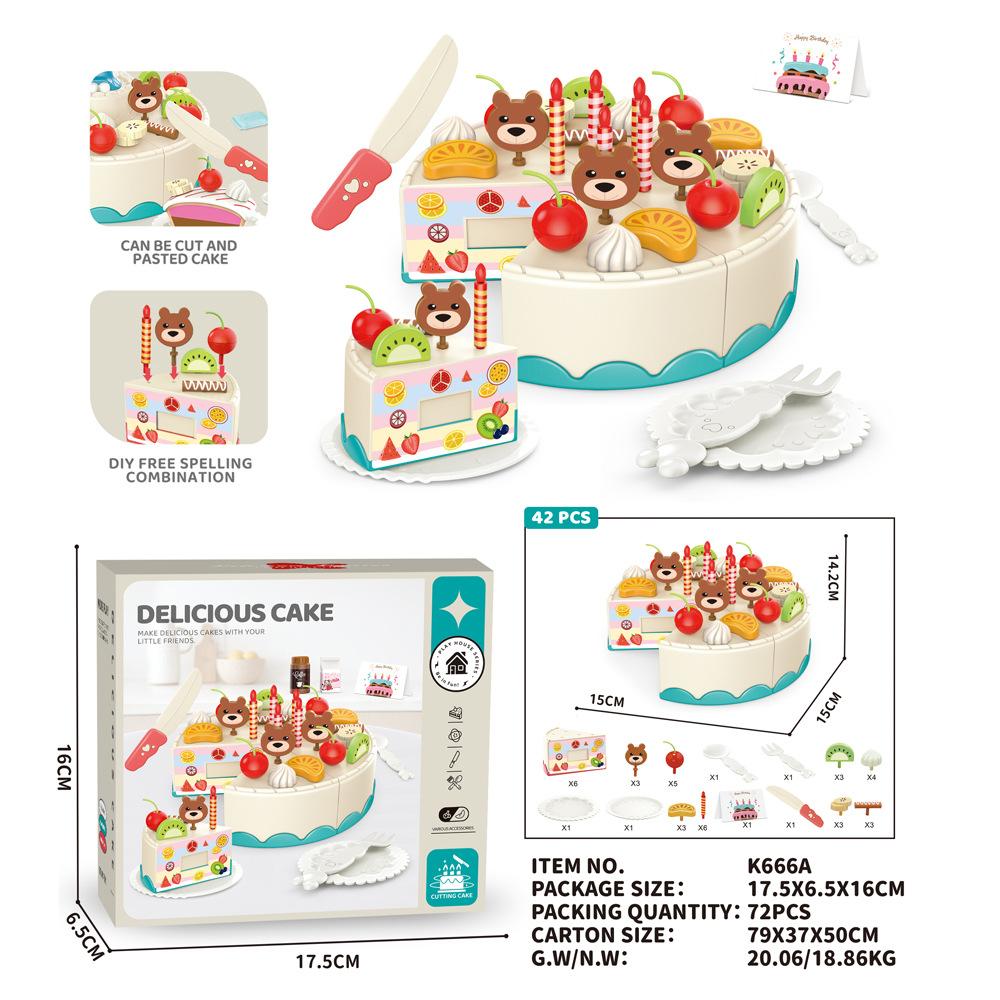 Cecile Fruit Diy Cake Toy Music Electric, Birthday Gift Simulation Play House Kitchen Girl Toy