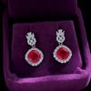 Versatile Jewelry Earrings Cultivation Ruby Sapphire Square Stud Earrings Fashion Jewelry Cultivation Colorful Treasure Earrings