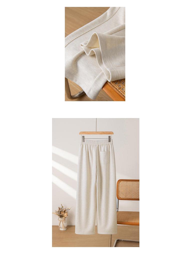 2025 Puyuan Autumn/Winter Merino Wool Blend Slimming Straight Leg Pants with Lace for Women