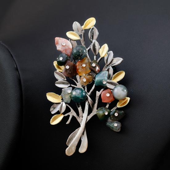 Vintage Kadınlar Noel Ağacı Renkli Rhinestone Broş Pin Kravat Iğnesi Rozeti