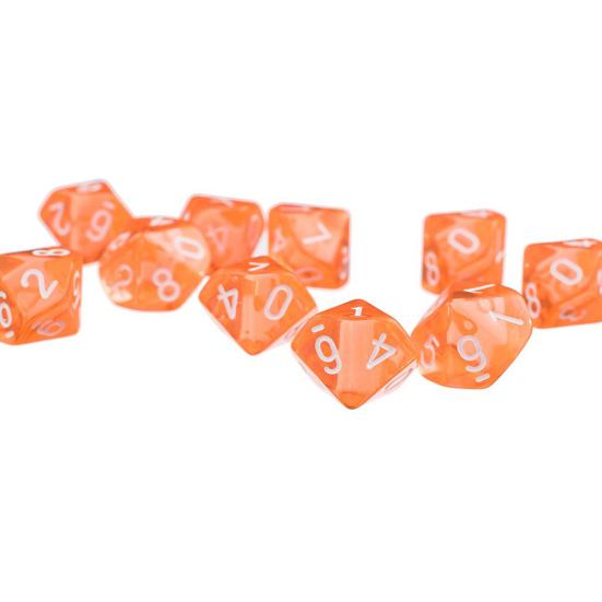 10Pcs Transparent Polyhedral D10 Multicolor Dice Game Party Pub Supplies Gift