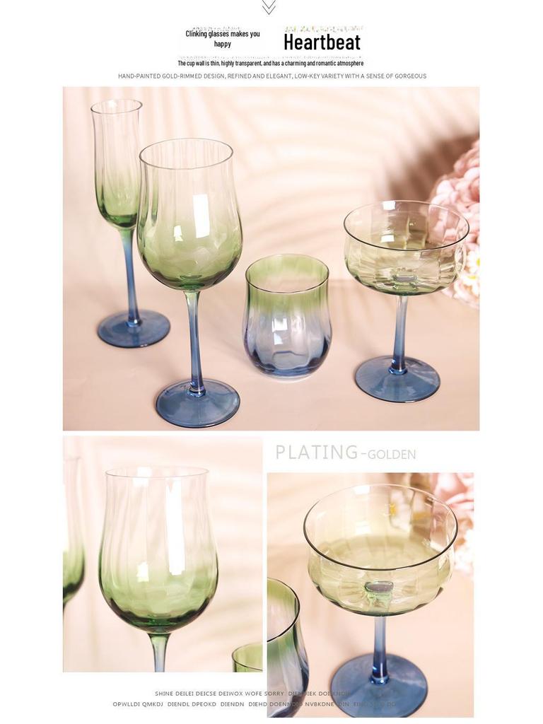 Hand-Blown Medieval Goblet: Gradient Green Edge with Floral Design