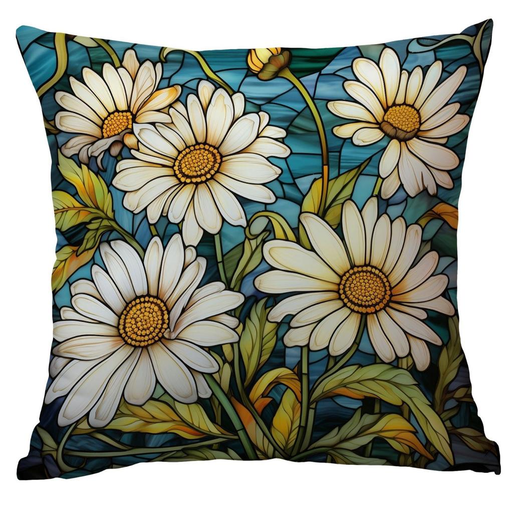 New Vintage Floral Pillowcase Creative Colored Glass Printed Home Sofa Car Cushion Pillowcase
