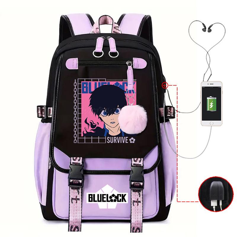Anime Peripheral Teen Trend Backpack Multifunctional Usb Casual Student School Bag