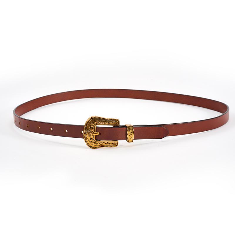 

elt ew omen s old etro in Buckle Belt irst ayer owhide ersatile Fashion Belt 1.8*110cm (can be customized)