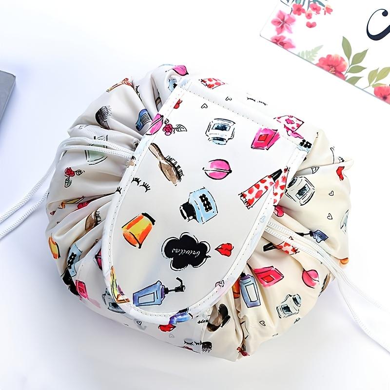 Large Capacity Waterproof Nylon Makeup Bag - Portable, Odorless Cosmetic Organizer with Drawstring Closure, Ideal for Travel & Everyday Use