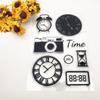 Clocks Camera Clear Stamps Transparent Seal 11x16cm Silicone Seal TPR Roller Stamps DIY Scrapbooking Cards