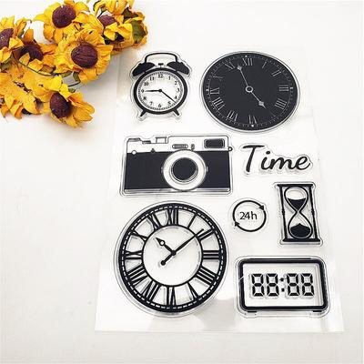 Clocks Camera Clear Stamps Transparent Seal 11x16cm Silicone Seal TPR Roller Stamps DIY Scrapbooking Cards