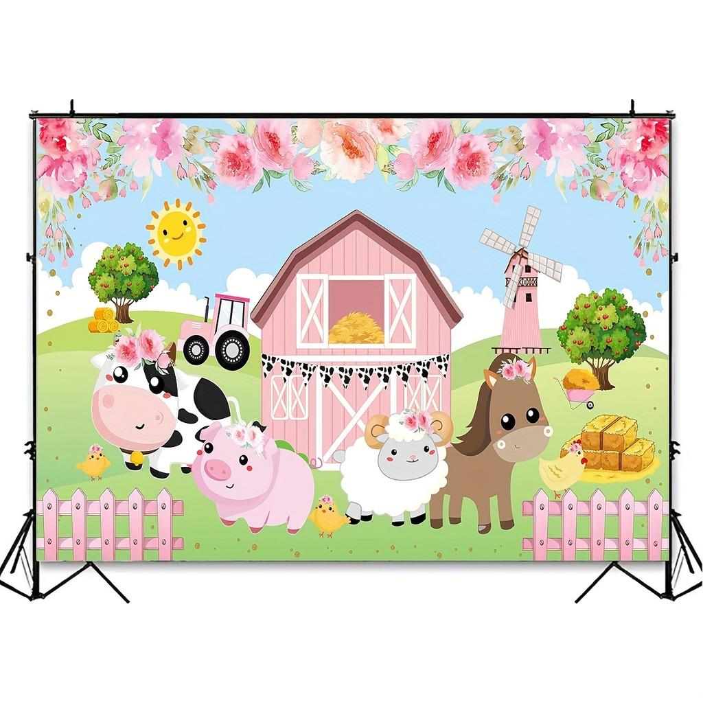 Farm Animal Party decoration Banner Birthday Party supplies Background Photo Booth banner decoration