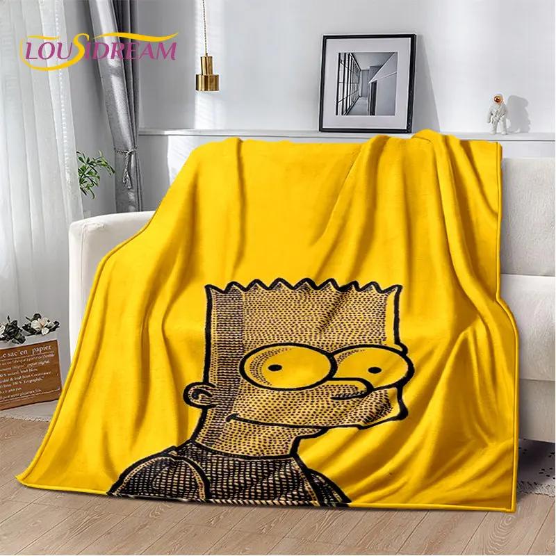 De S-Simpsons Cartoon Pluche Deken, Flanellen Deken Kinderen Plaid voor Woonkamer Slaapkamer Bed Bank Wandelen Vrije Tijd Dutten