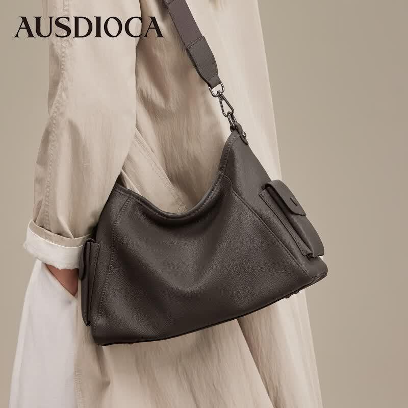 Women s 2026 Genuine Leather Hobo Shoulder Tote Bag