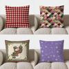 Red And White Houndstooth Patterned Throw Pillow Cover With Short Plush Print For Living Room Sofa Decoration Cushion Cover