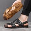 The first layer of cowhide bag head sandals, men's new genuine leather summer beach shoes, soft soles, beef tendon soles, and father's cool slippers f
