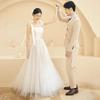 2025 Simple Forest Style Satin Spaghetti Strap French Wedding Dress