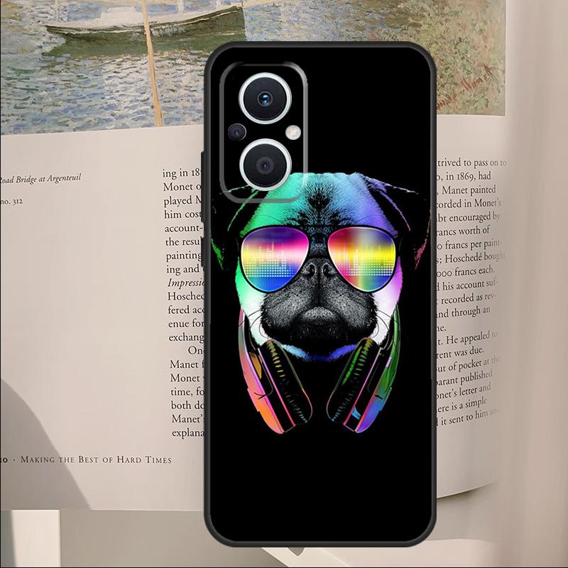 Cute Pug Dog Cover For OPPO Reno 7 8 Lite 11F 12F 13F 14F 10 11 12 13 14 Pro OPPO Find X6 X8 X9 Pro Case