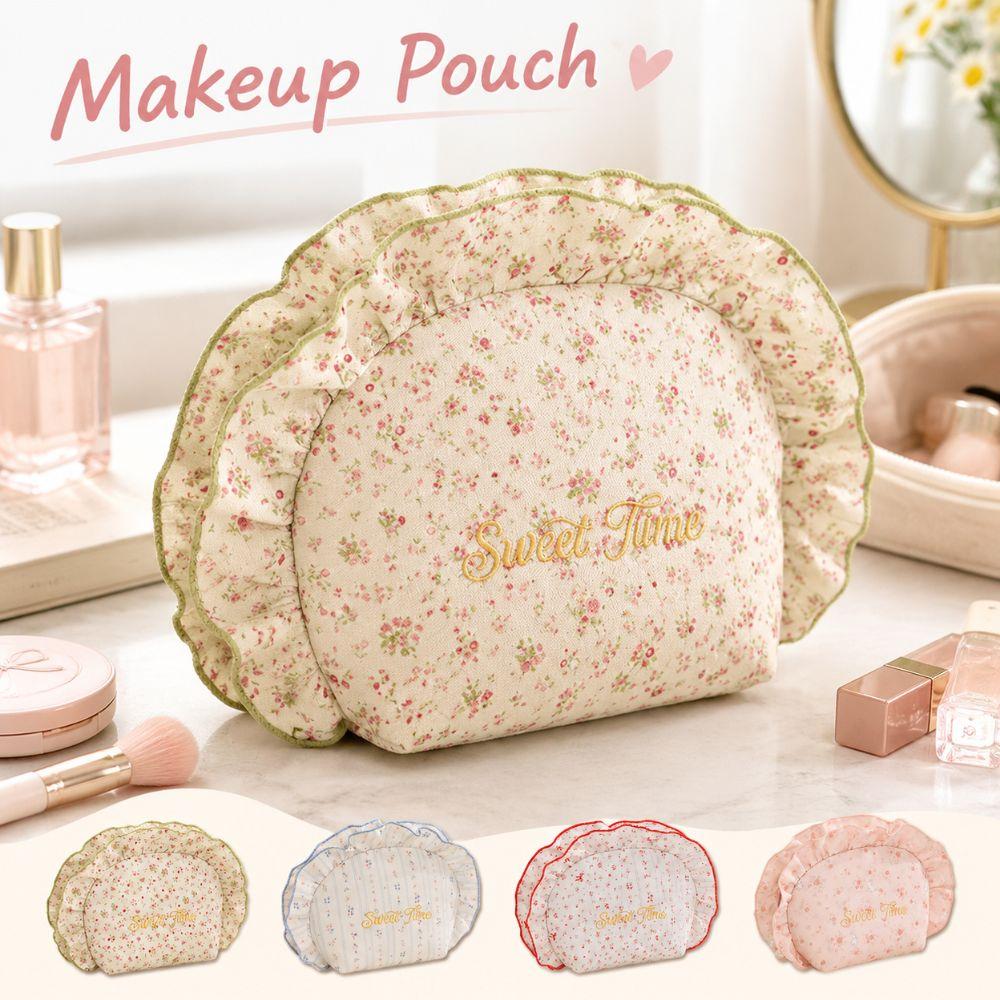 Shell Shape Toiletry Pouch Ruffle Travel Pouch Multipurpose Cosmetic Bag Daily Use