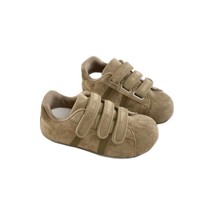 Retro Thick-soled Velcro Art Board Shoes Autumn with Skirts Niche Versatile Little White Shoes