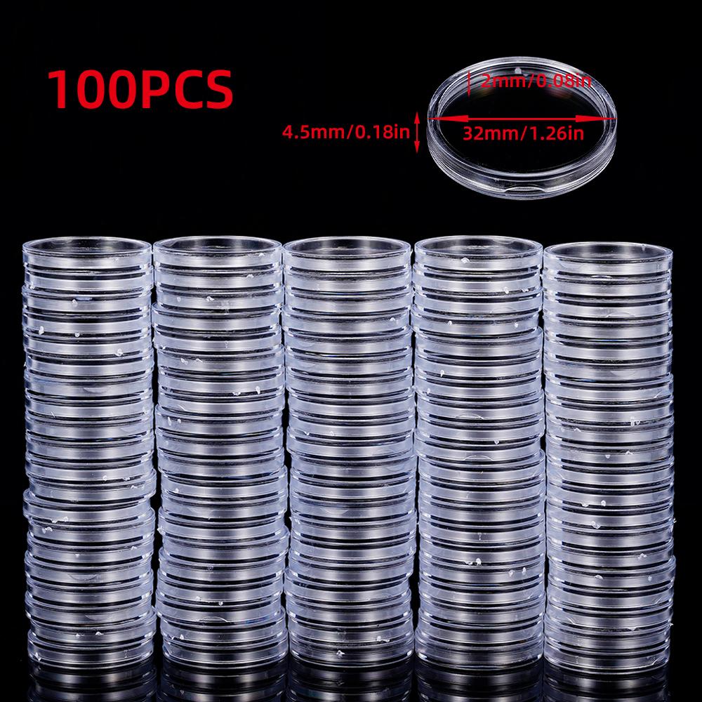 10/50/100Pcs 19-33mm Transparent Coin Cases Holder Coin Collecting Box Case Coins Storage Capsules Protection Boxes Container