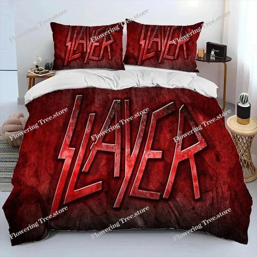 Slayer Heavy Metalová Kapela Hudba Přehoz na Postel Povlečení, Povlak na Peřinu Ložní Sada Přikrývka Povlak na Polštář, King Queen Size Povlečení Děti