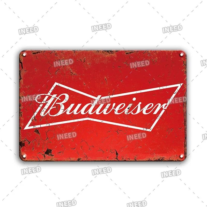 Original Budweiser Bier-Blechschild, lustige Metallplakate, Retro-Wandschild, Vintage-Schild für Bar-Club-Wanddekoration
