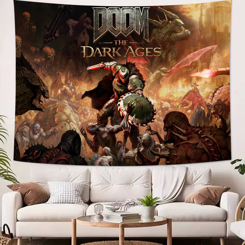 Large Cool FPS Video DDoomS Gaming Tapestry Popular Room Decoration Wall Tapestry Art Room Home Decor Wall Art Decor