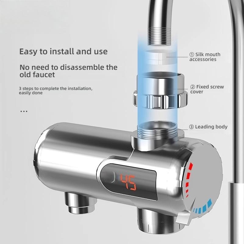 Instant Electric Water Heater 3300W EU Plug Under Sink 220V Kitchen Bathroom Tankless Hot Water Faucet Heater 360° Rotatable